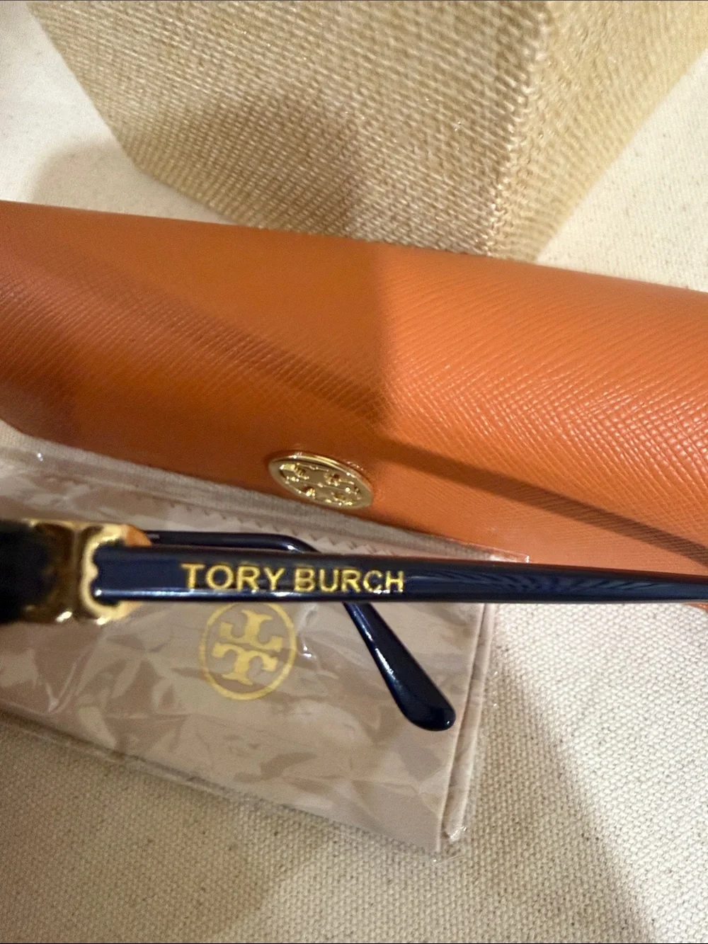 Tory Burch Navy Cat-Eye Optical Glasses with Orange Logo Case-RX ready No Lenses